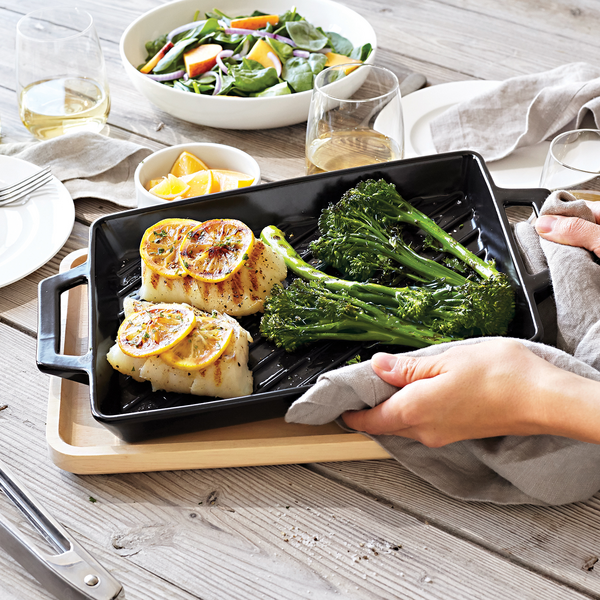 Pro-Ceramic Grill Pan with Wood Trivet