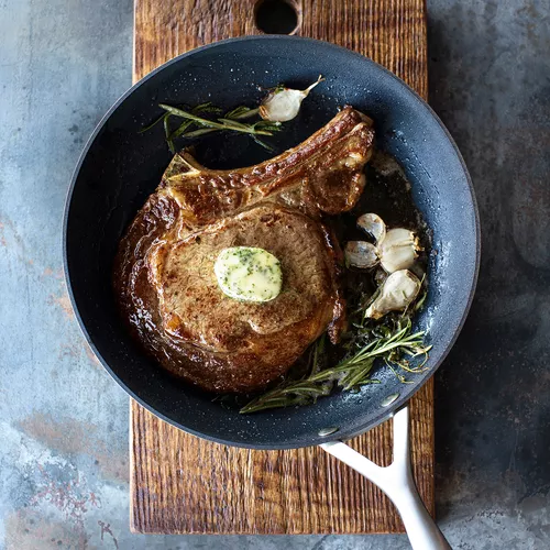 Seared Steak with Bourbon-Shallot Butter