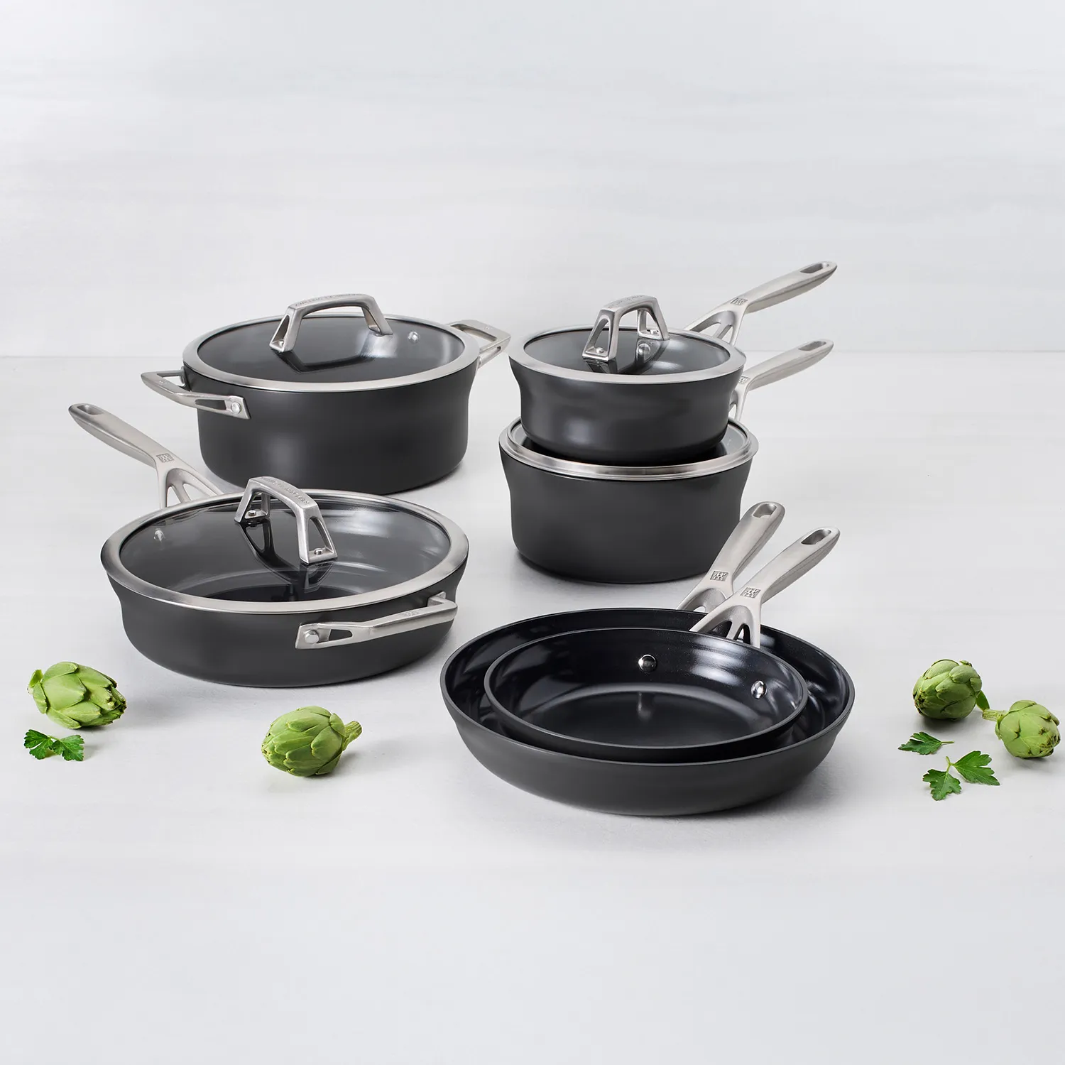 Zwilling Motion Hard-Anonized Ceramic Nonstick 10-Piece Cookware Set