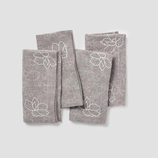 Sur La Table Embroidered Floral Napkins, Set of 4