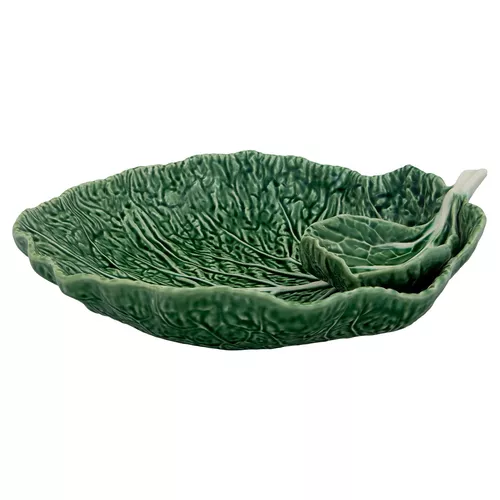 Bordallo Pinheiro Cabbage Chip & Dip Bowl, 13"