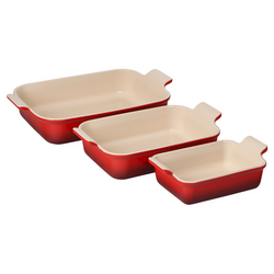 Le Creuset Heritage Stoneware Rectangular Bakers, Set of 3 Le Creuset never disappoints!  These rectangular bakers are just the right size for dinner for two or a casserole for many