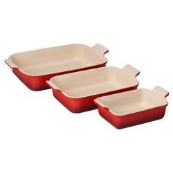 Le Creuset Heritage Stoneware 3-Piece Rectangular Baker Set These are our go to baking and prep dishes