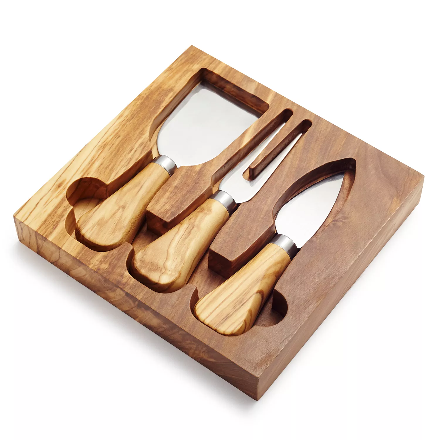 Olive Wood Cheese Knives, Set of 4