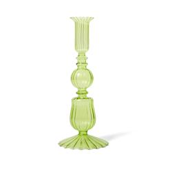 Sur La Table Green Glass Taper Candle Holder, 8.5"