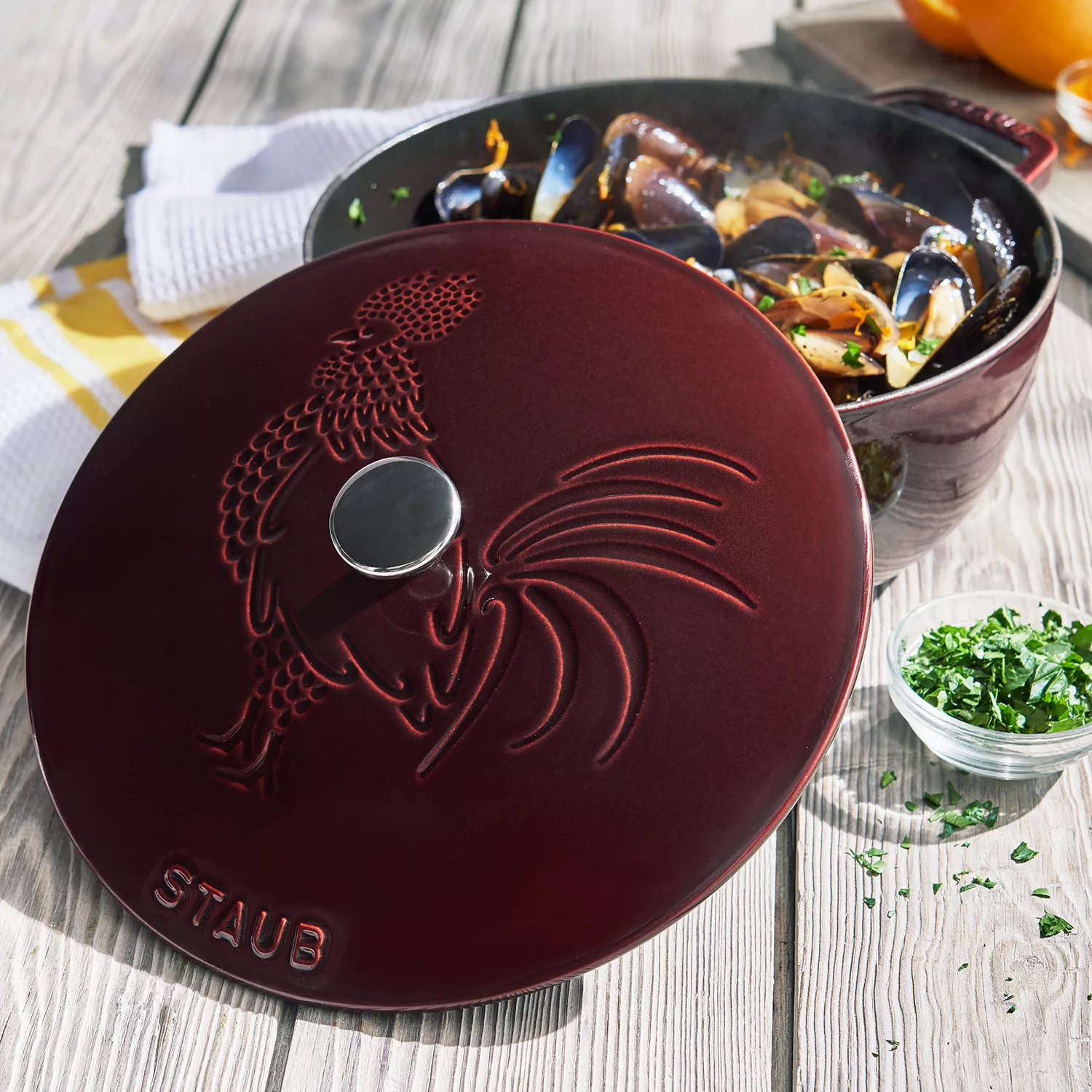 Staub Essential French Oven with Rooster Lid, 3.75 qt