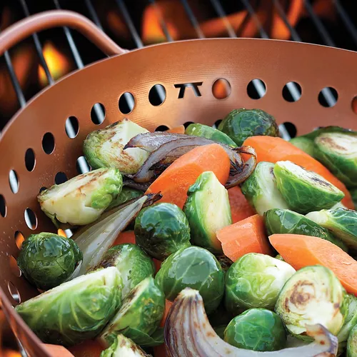 Outset Round Nonstick Grill Wok, Copper