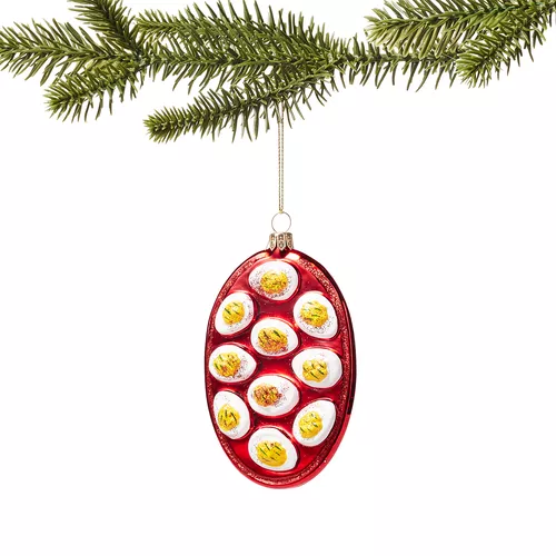 Sur La Table Deviled Egg Glass Ornament, 4"