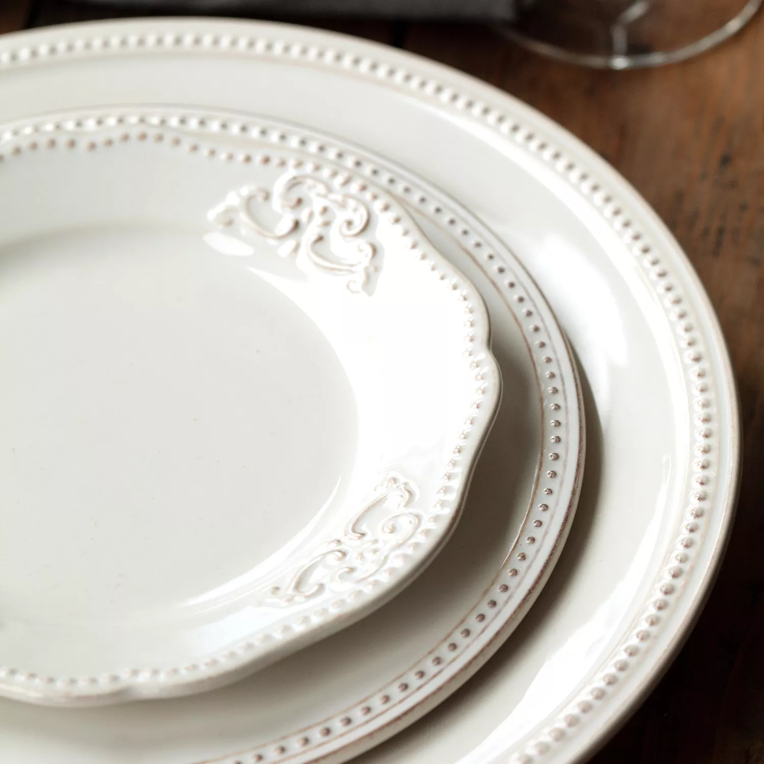 Sur La Table Pearl Stoneware Dessert Plates, Set of 4, White:  Dinner Plates
