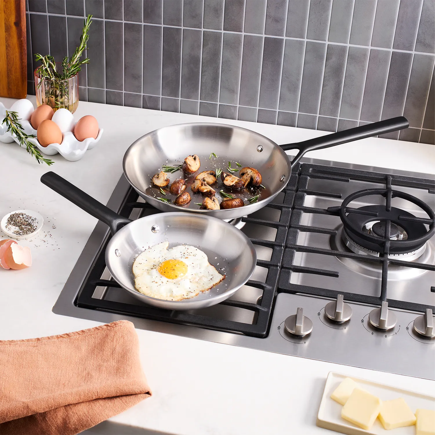 Zwilling Milano Stainless Steel Set of 2 Skillets, 8" & 10"