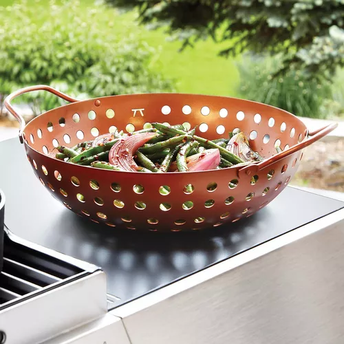 Outset Round Nonstick Grill Wok, Copper