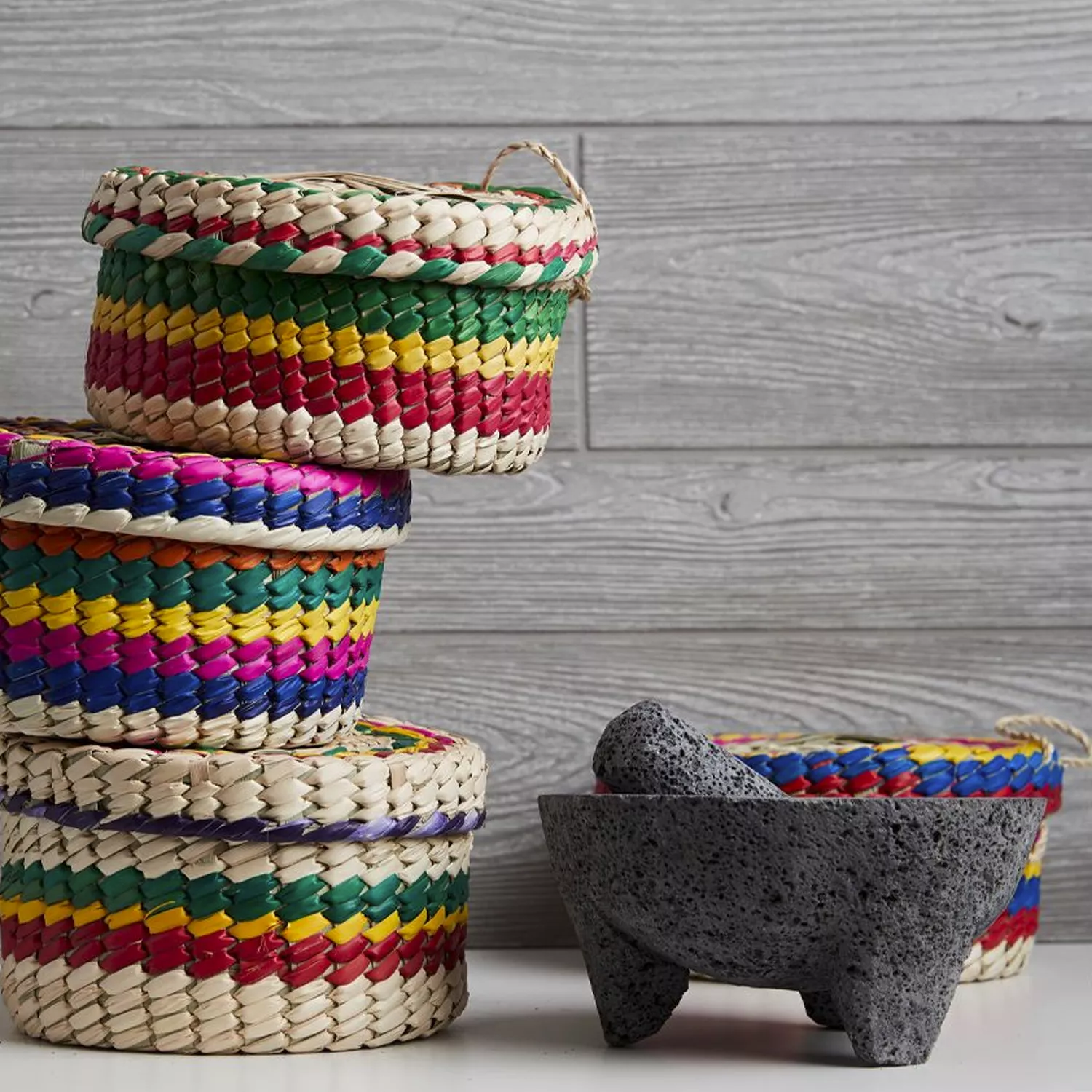 Verve Culture Molcajete and Tortilla Warming Basket