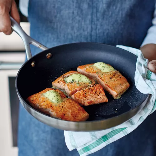 Roasted Salmon with Lentils and Dijon Butter