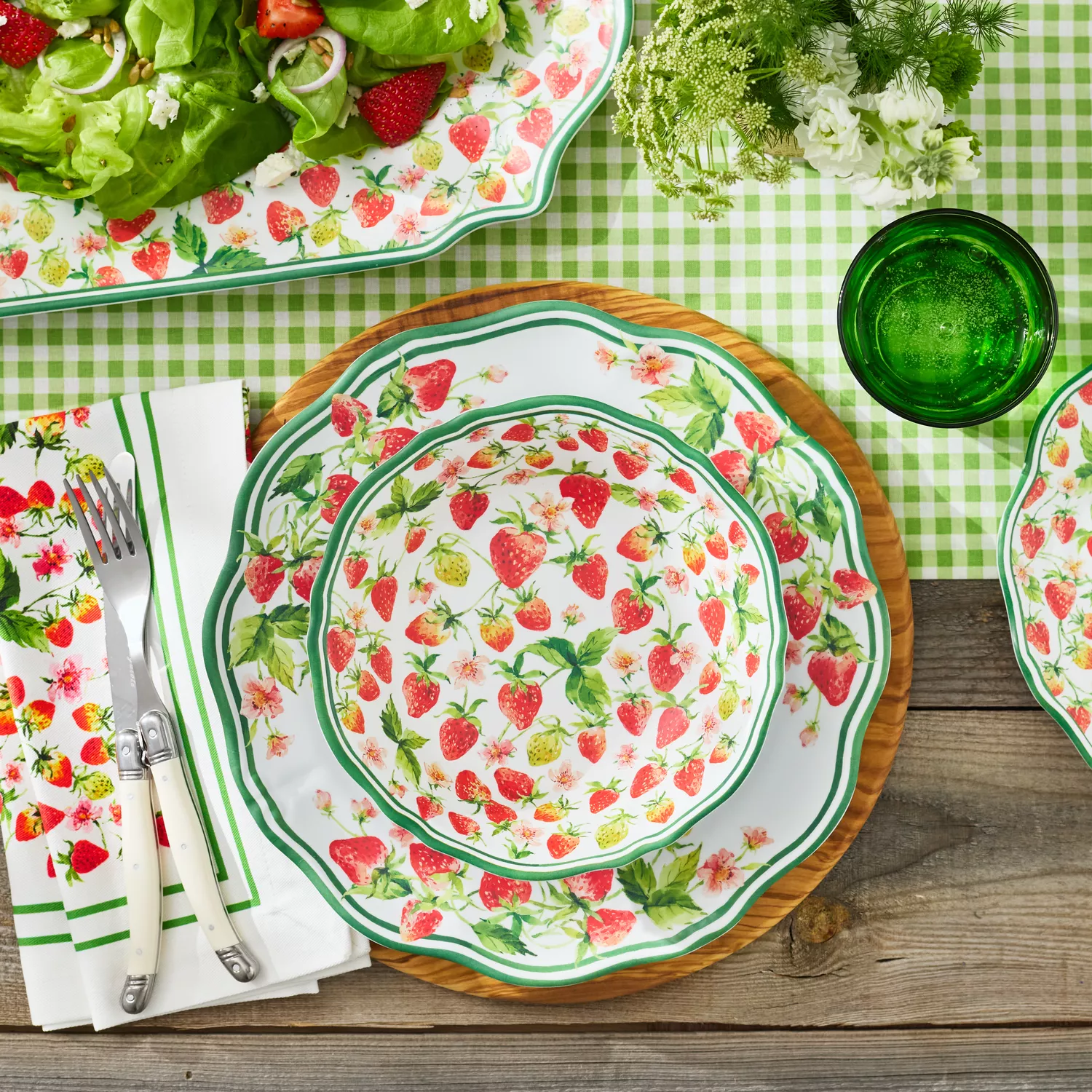 Sur La Table Wild Strawberry 12-Piece Melamine Dinnerware Set