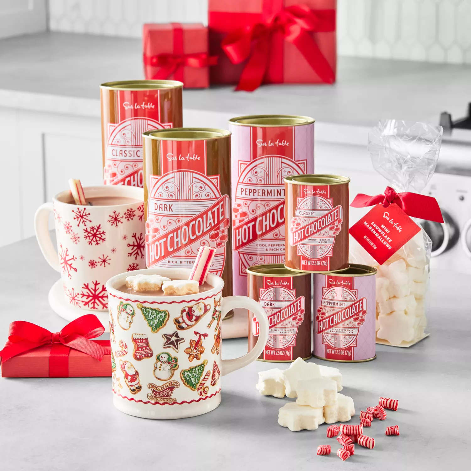 Sur La Table 18 oz. 4-Mug Holiday Stoneware Set