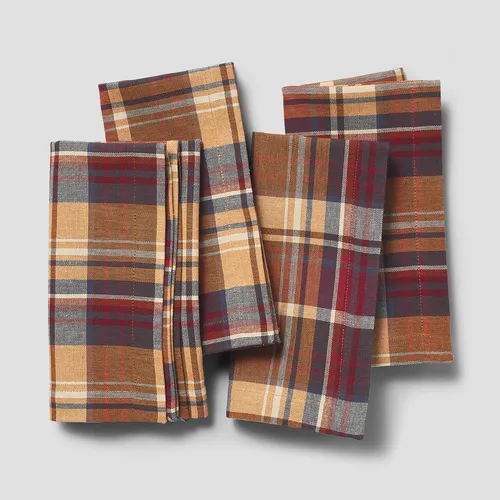 Sur La Table Thanksgiving Plaid Napkins, Set of 4