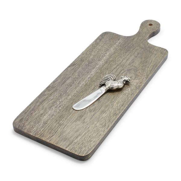 Cheese Board with Rooster Spreader