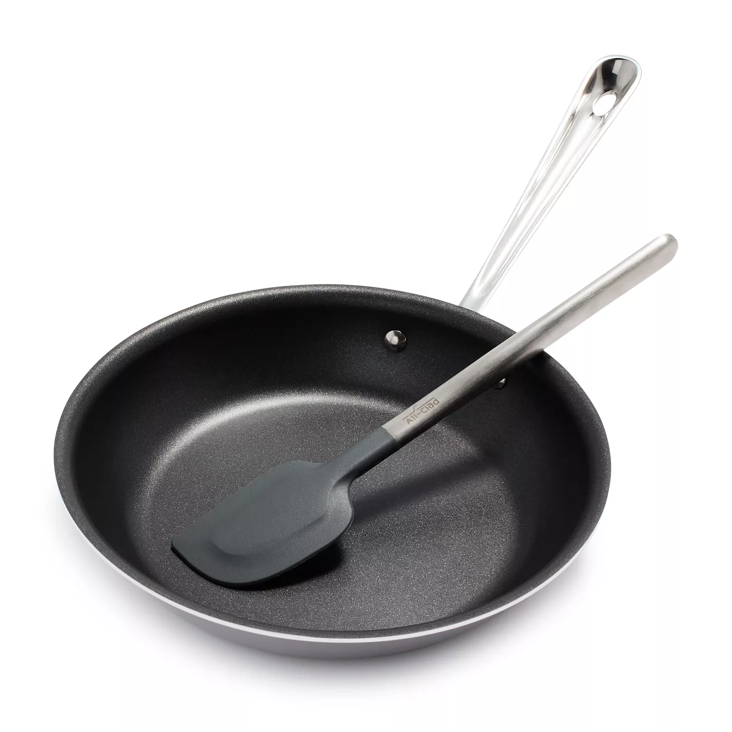 All-Clad D3 Stainless Steel Nonstick 10 Skillet with Spatula, Silver