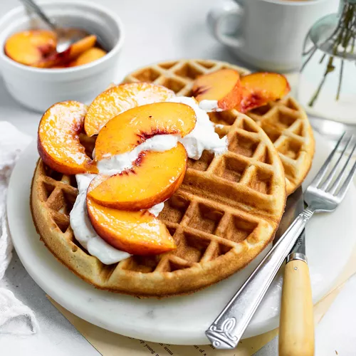 Peaches and Cream Waffles