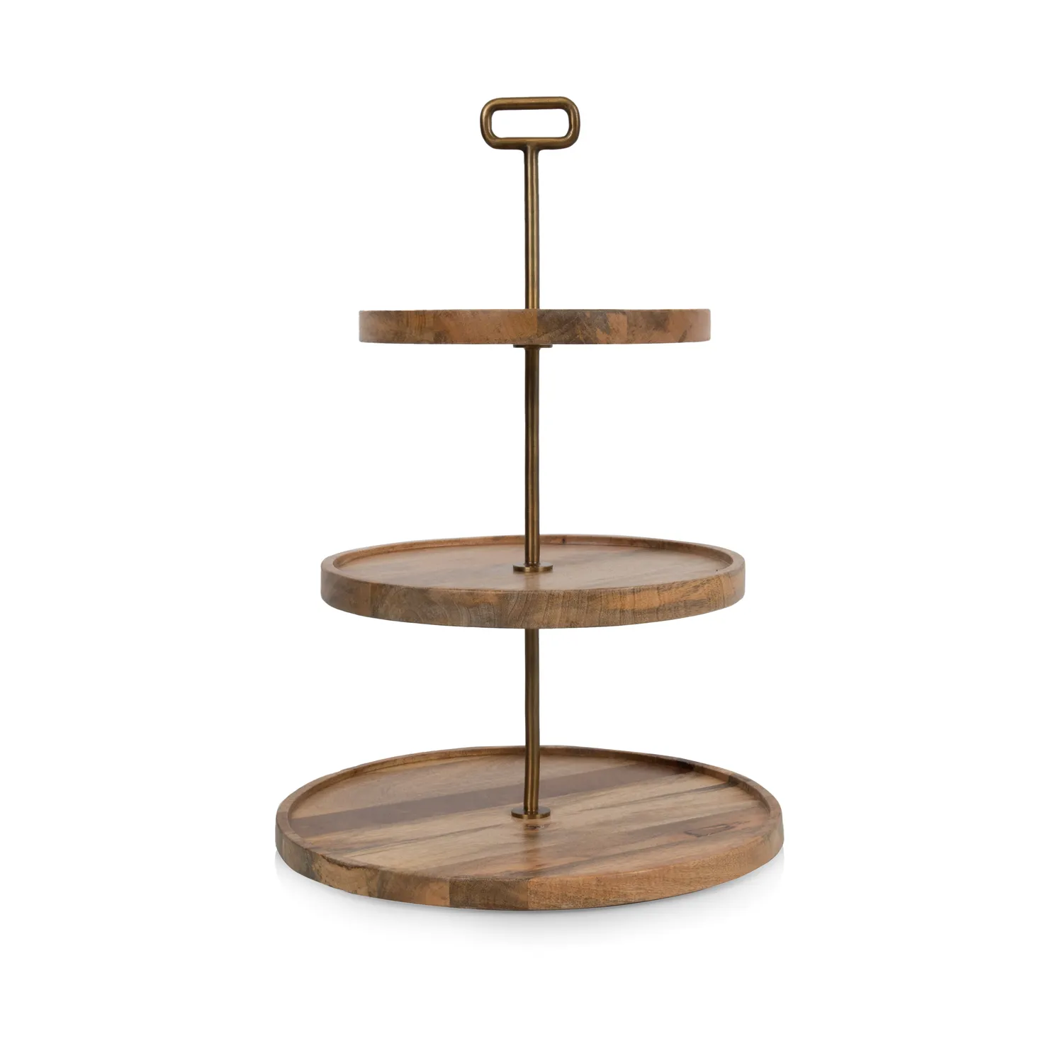 Picnic Time Mango Wood 3-Tier Serving Tray