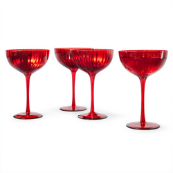 Sur La Table Red Coupe Glasses, Set of 4