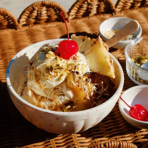 Grilled Pineapple Sundae with Coconut-cardamom Ice Cream