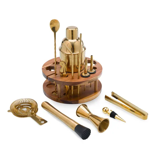 Picnic Time Acacia Gold Bar Tools, Set of 13