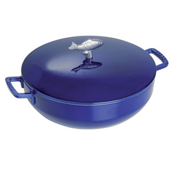 Staub Marin Bouillabaisse Pot, 5 qt. The large exposed surface on this pot is perfect for Bouilabaisse but also works great for paella or chicken marsala or au gratin potatoes