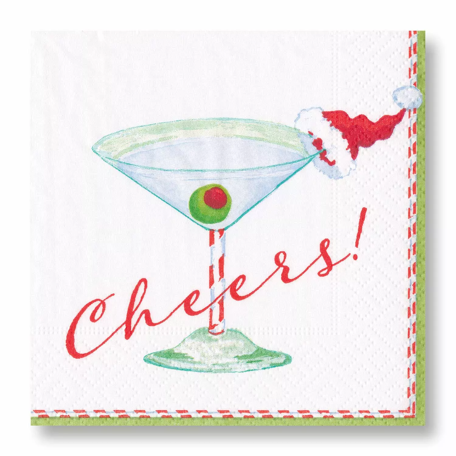 Cheers Martini Santa Personalized Cocktail Napkins – Caspari