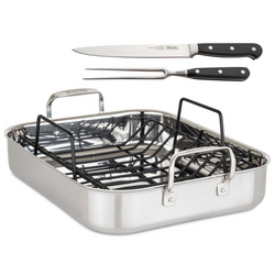 Viking 3-Ply Roasting Pan with Nonstick Rack and 2-Piece Carving Set