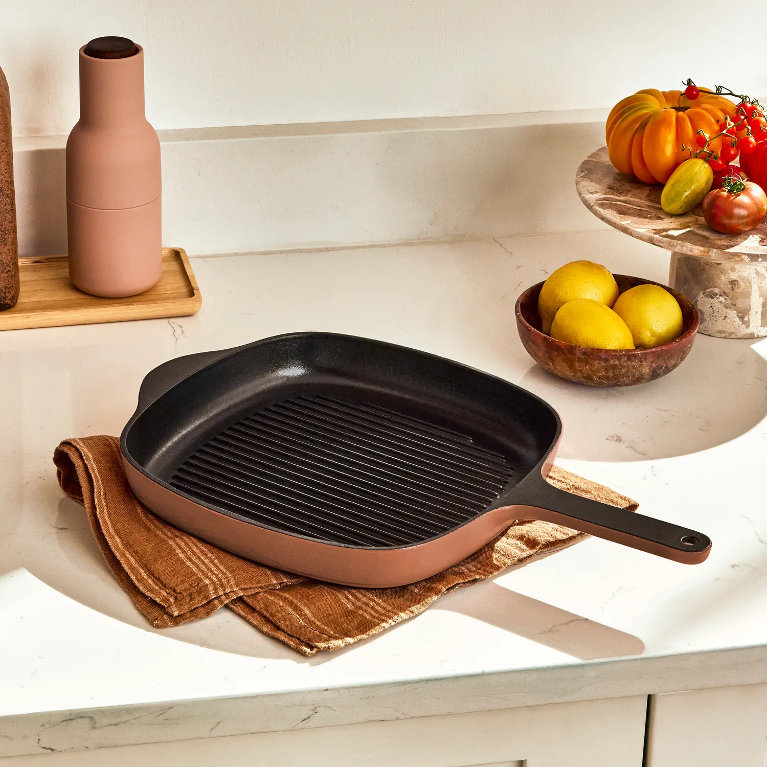 Caraway Enameled Cast Iron Square Grill Pan, 10.5"