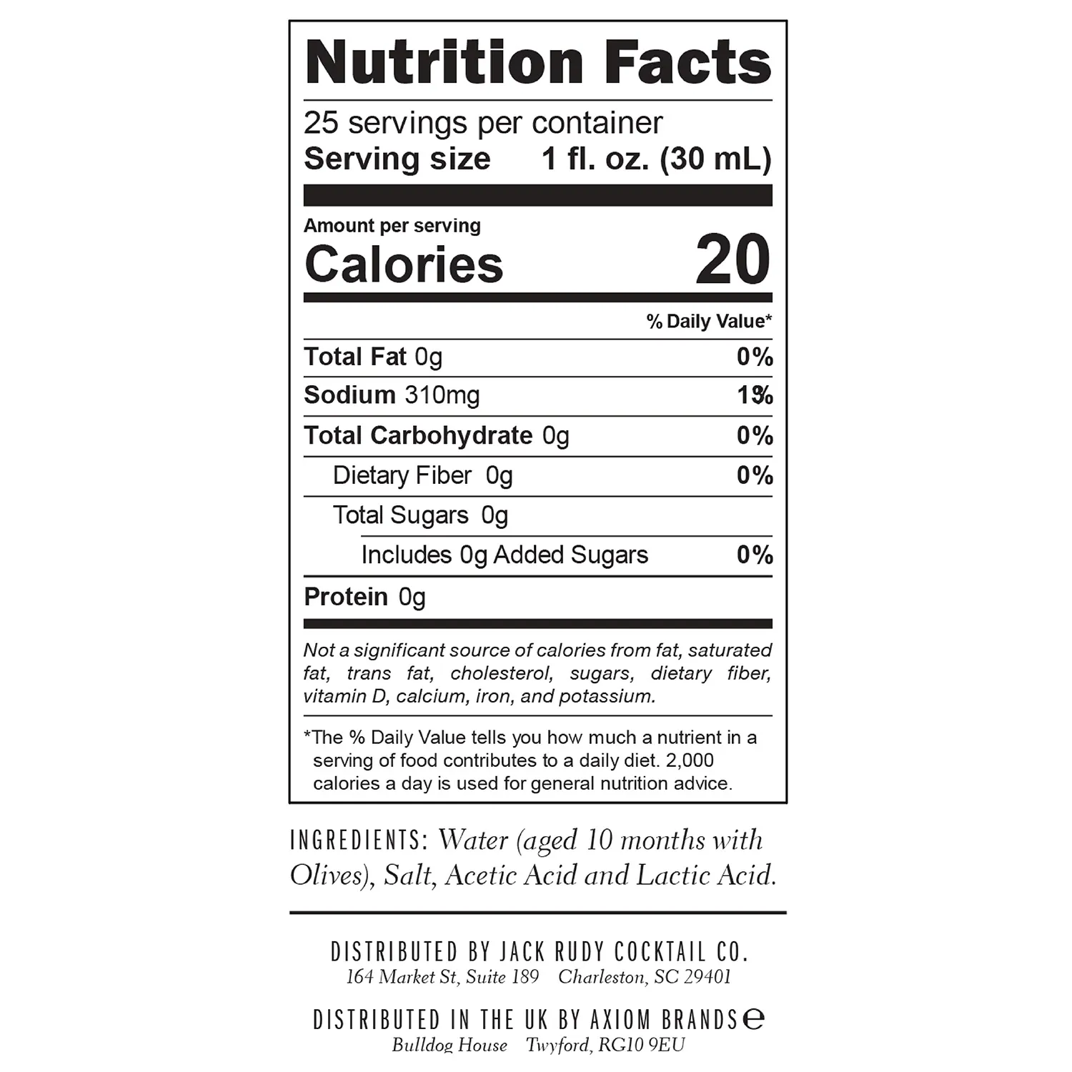 Jack Rudy Cocktail Co. Olive Brine