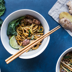 Long Life Noodles with Chicken and Baby Bok Choy