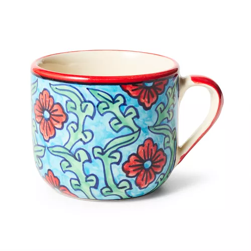 Sur La Table Hand Painted Blue & Red Stoneware Mug, 18.8 oz.