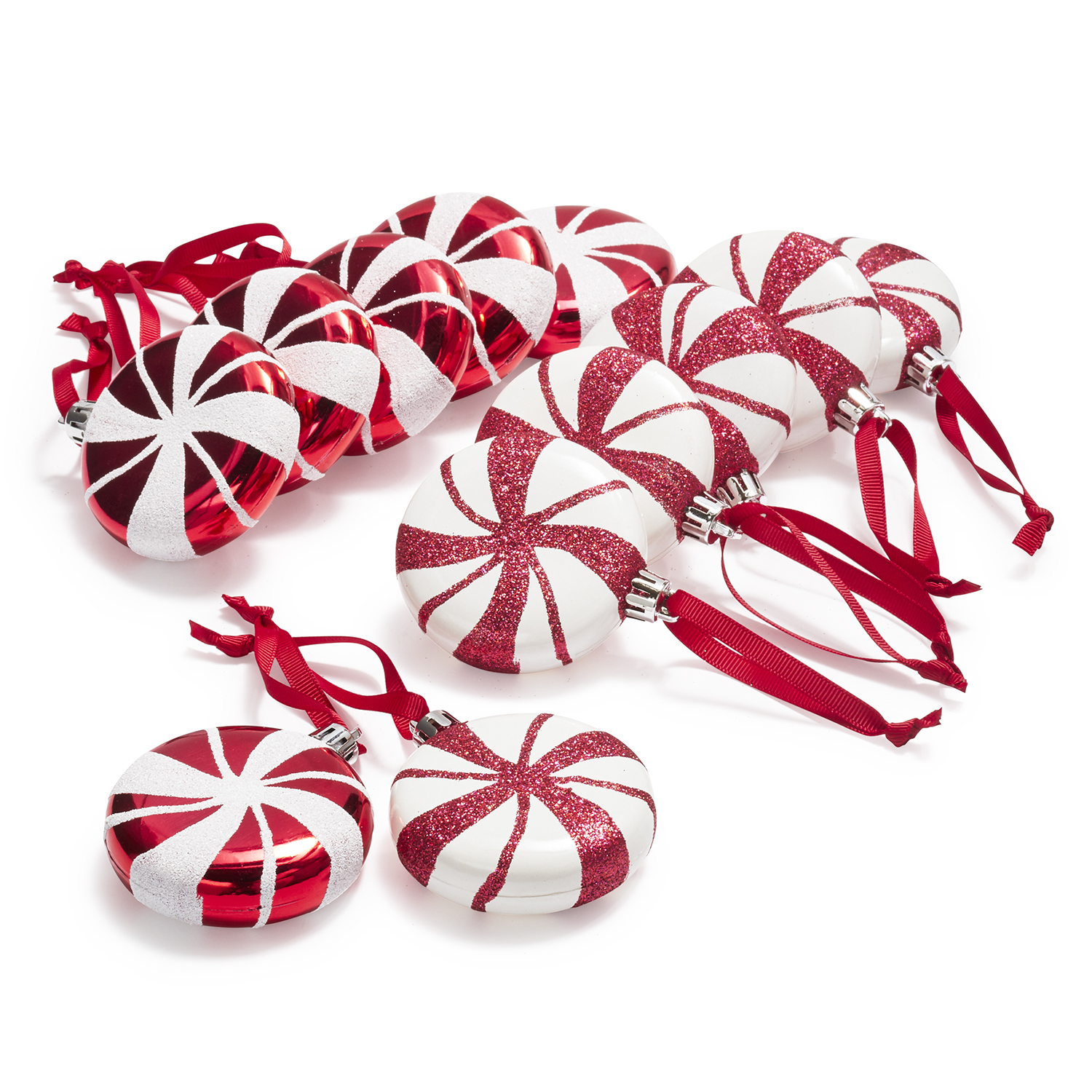 Peppermint Ornaments, 12-Piece Set