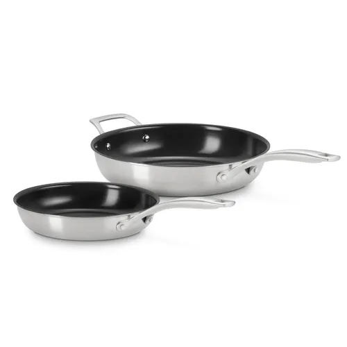 Le Creuset Essential Stainless Steel Ceramic Nonstick Skillet Set, 9.5" & 11"