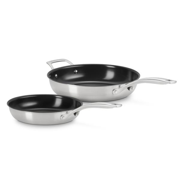 Le Creuset Essential Stainless Steel Ceramic Nonstick Skillet Set, 9.5" & 11"