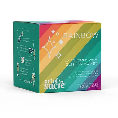 Art of Sucre Rainbow Cotton Candy Drink Glitter Bombs, Set of 6