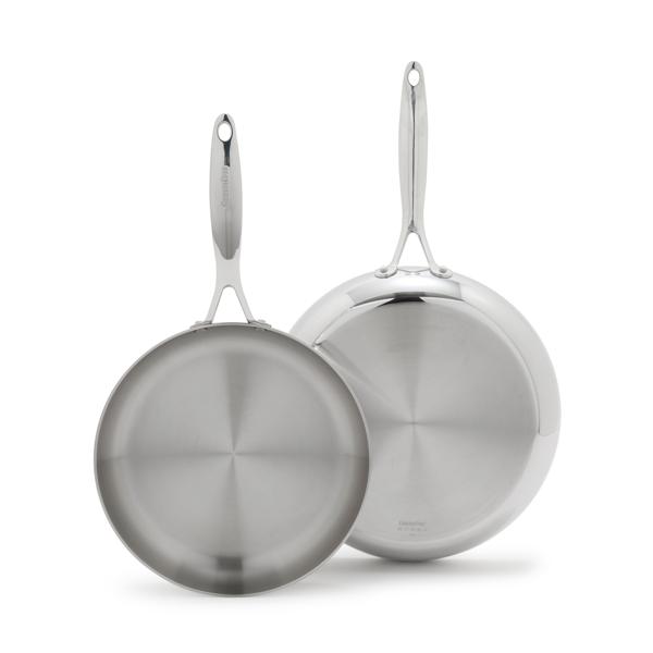 GreenPan Valencia Pro 3-Ply Stainless Steel Skillet Set, 10" & 12"