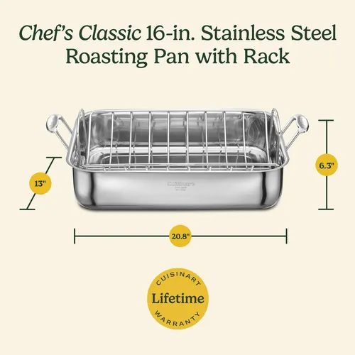 Cuisinart Chef's Classic Stainless Steel Roaster with Rack, 21" x 13"