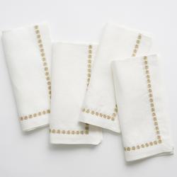 Pomegranate Embroidered Gold Napkins, Set of 4