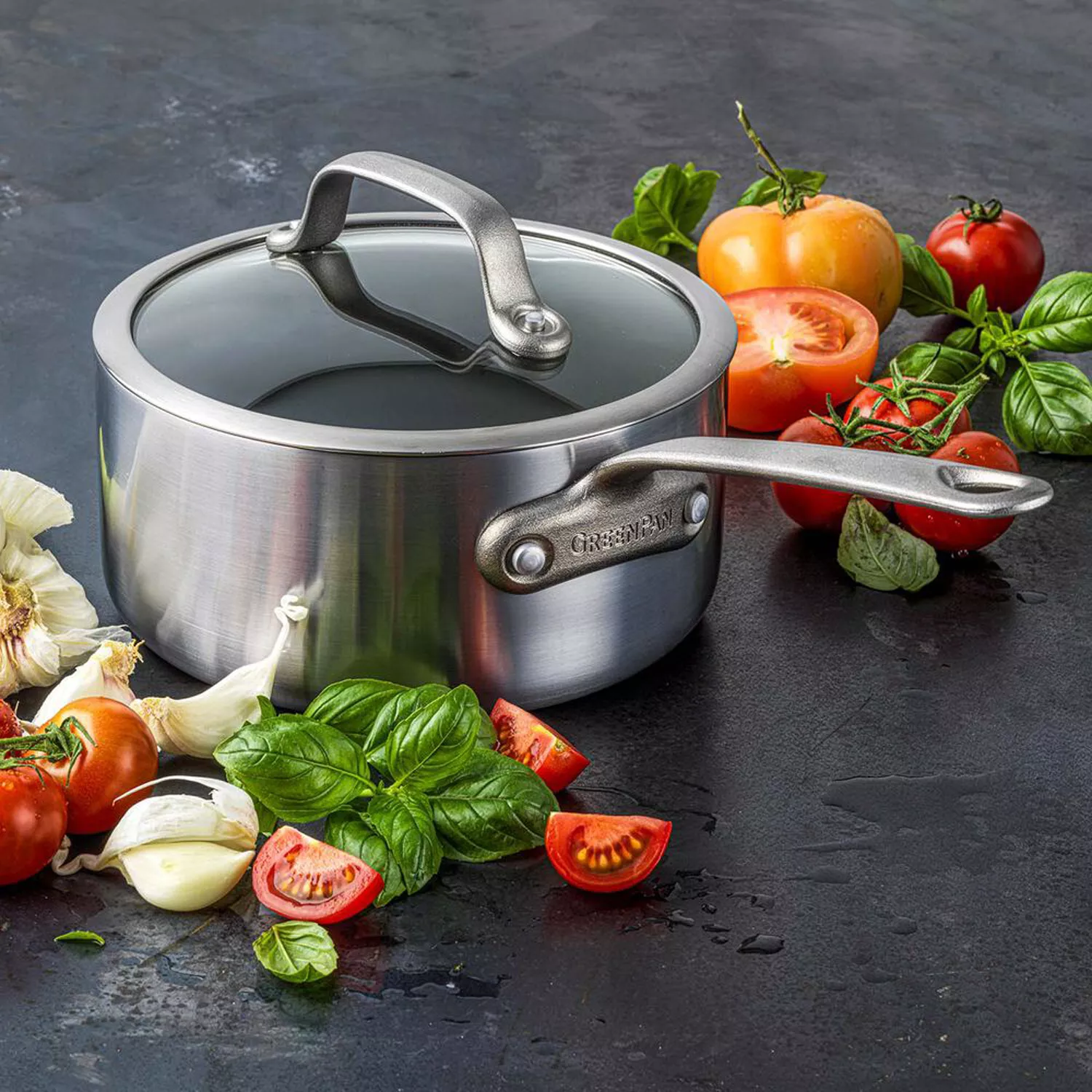 GreenPan Craft Steel Covered Saucepan, 3.3 qt.