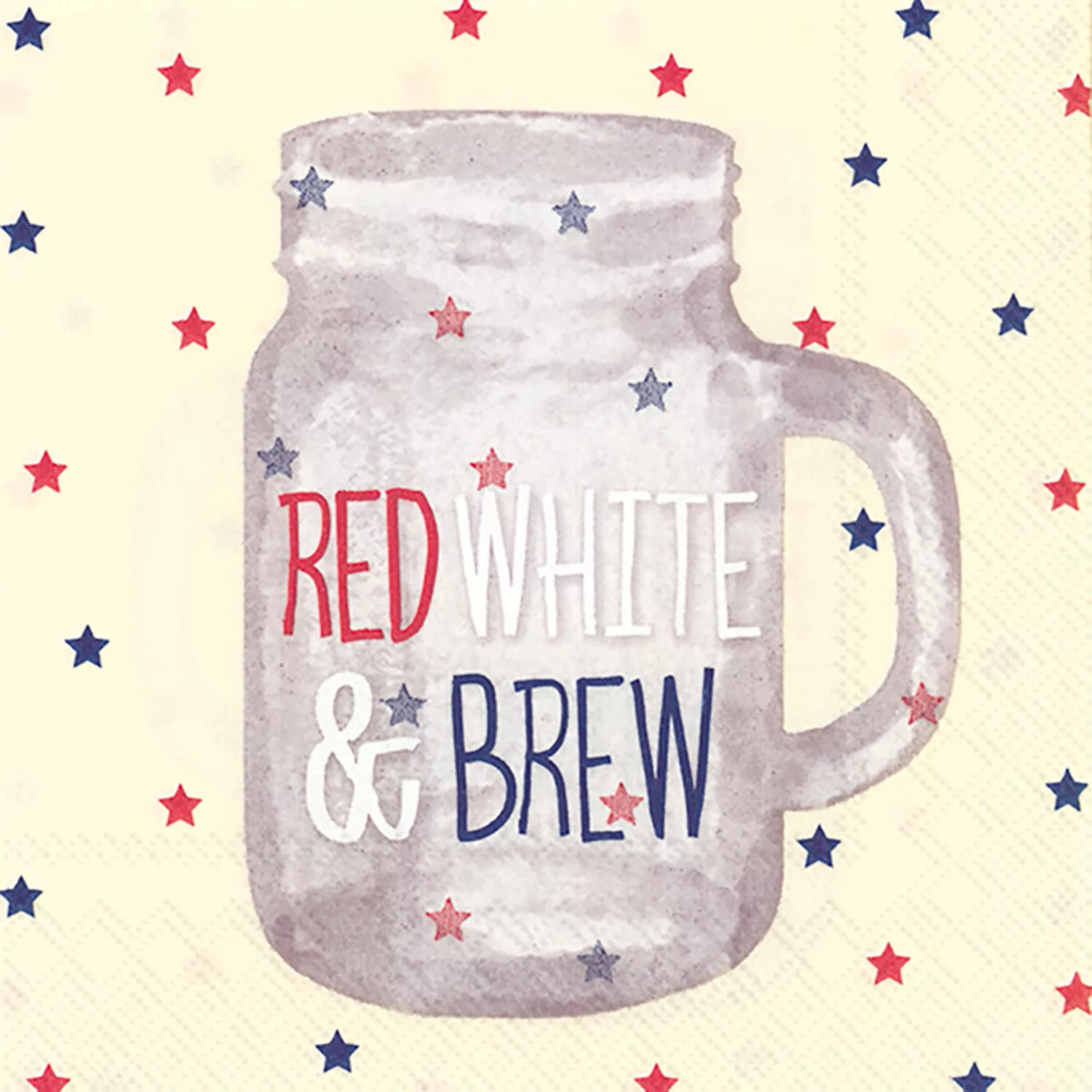 Red, White &#38; Brew Cocktail Napkins, Set of 20
