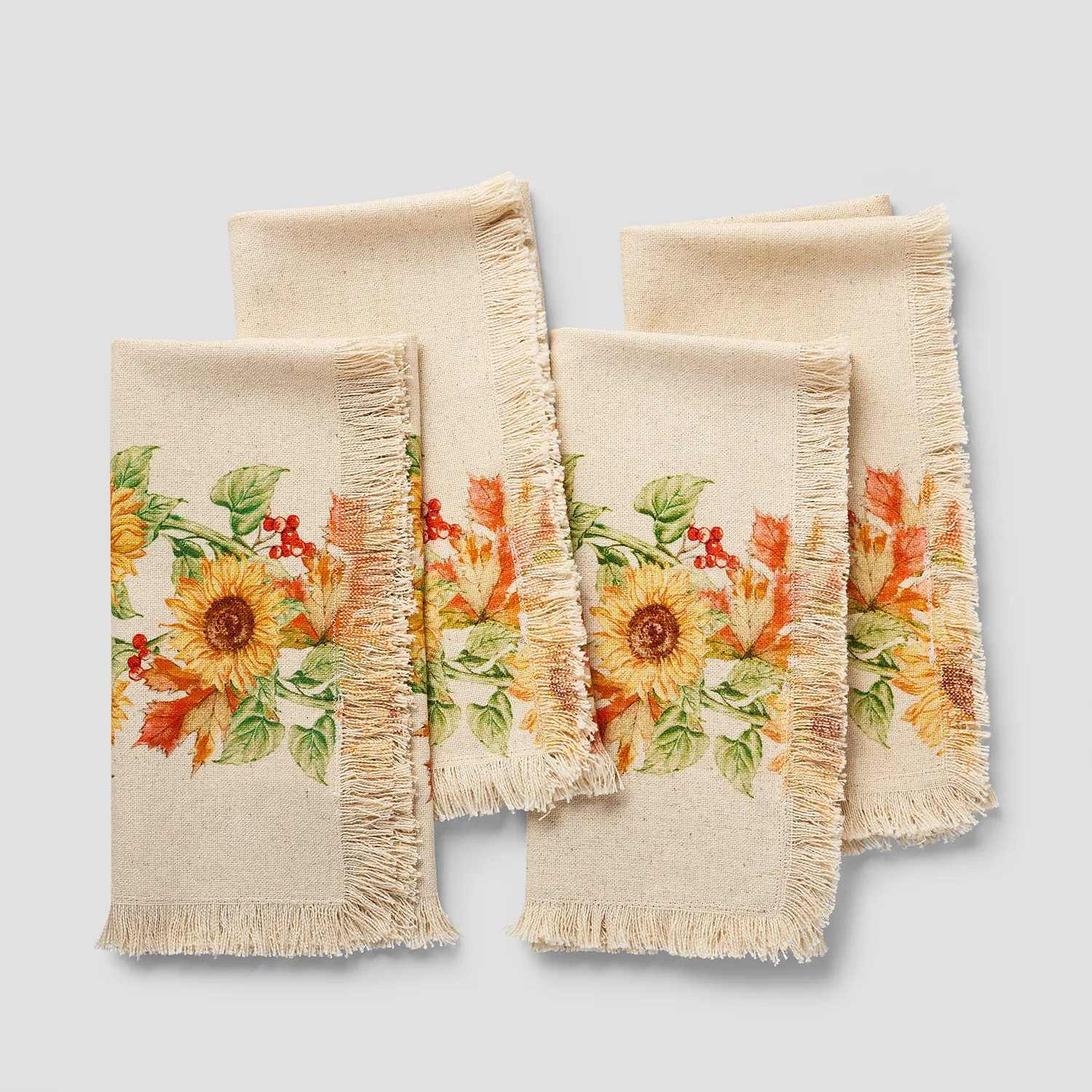 Sur la table Thanksgiving Harvest Sunflower Napkins, Set of 4