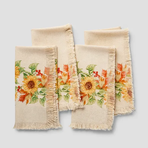 Sur la table Thanksgiving Harvest Sunflower Napkins, Set of 4