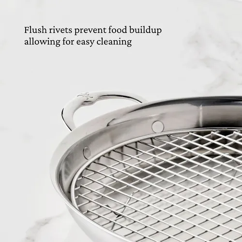 Hestan Provisions Stainless Steel Oval Roaster with Rack, 17.5"x14"