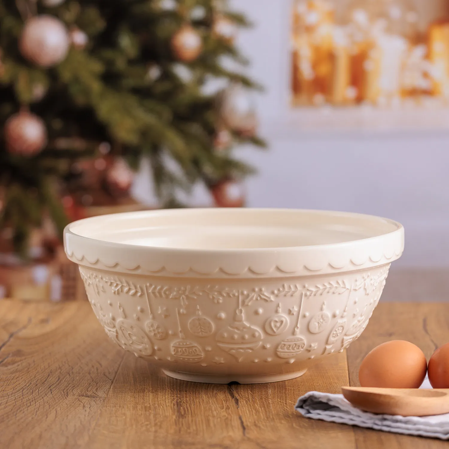 Mason Cash Deck The Halls Cream Mixing Bowl, 2.85 qt.