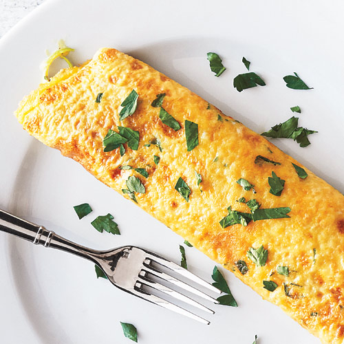 Omelet with Leeks, Spring Herbs, and Goat Cheese