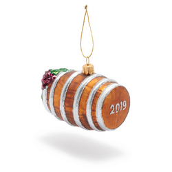2020 Wine Barrel Glass Ornament