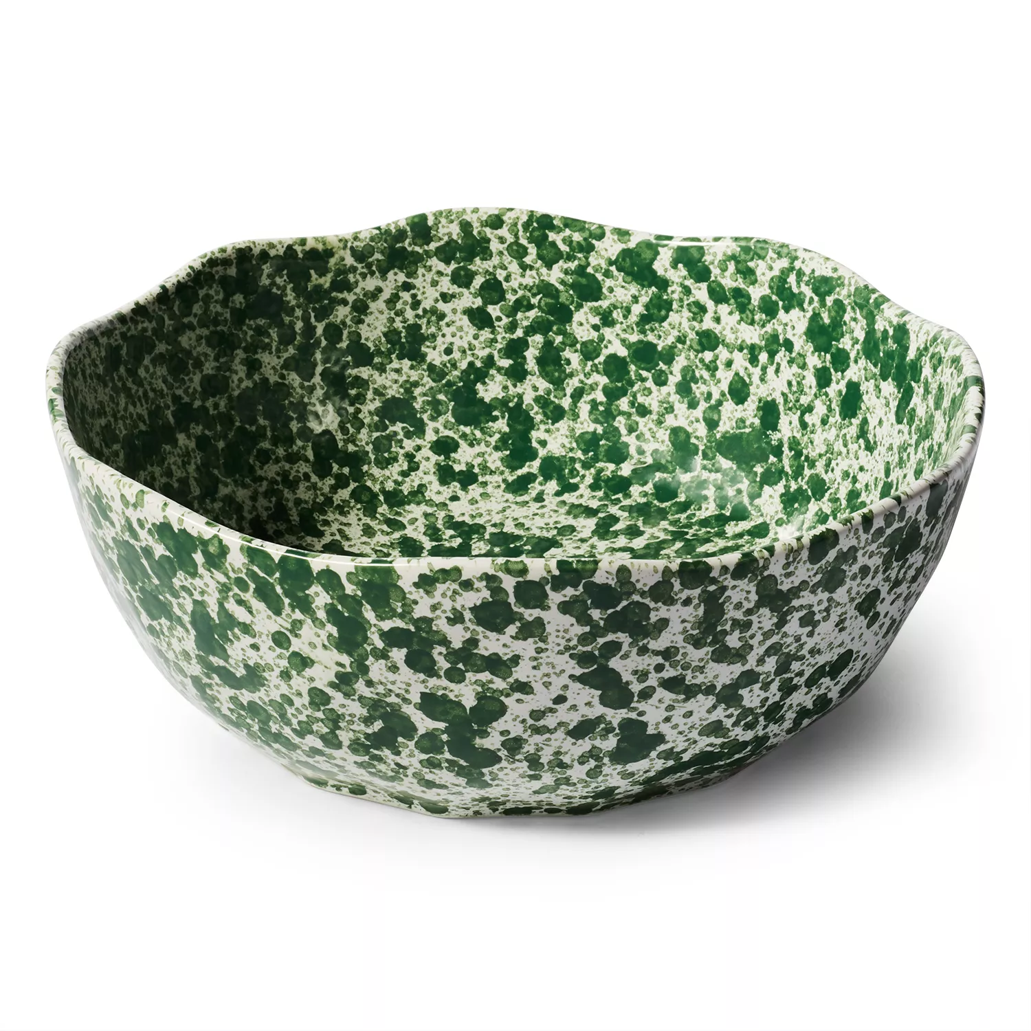 Enamel Salad Bowl, Cream/Leaf